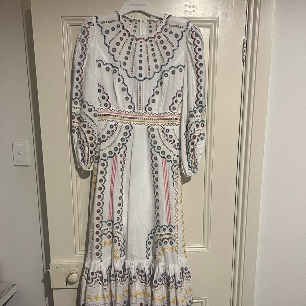 Zimmermann Peggy midi embroided dress size 3